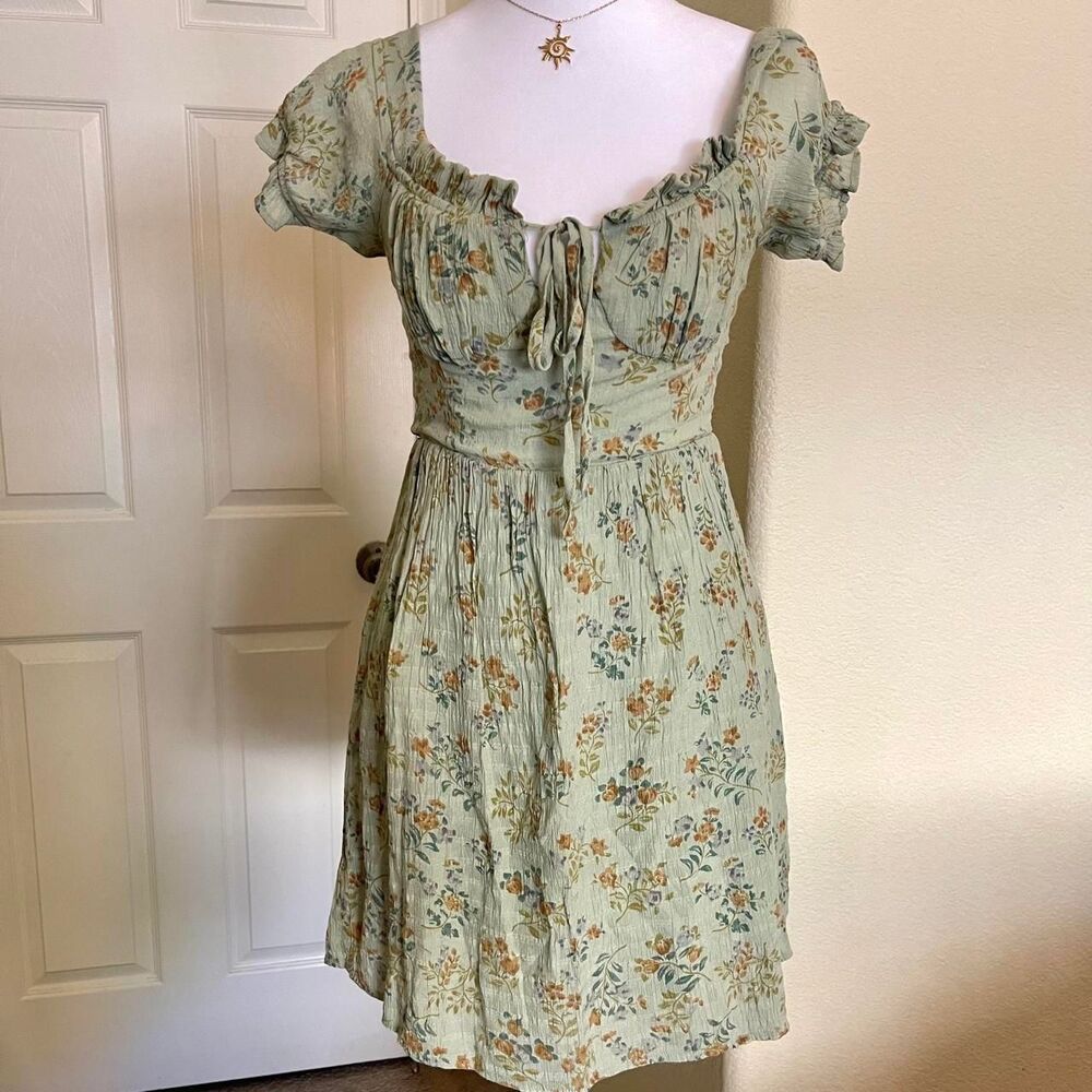 Lulus Earthy MilkMaid Babydoll Forest Nymph Mini Dress - Size Small